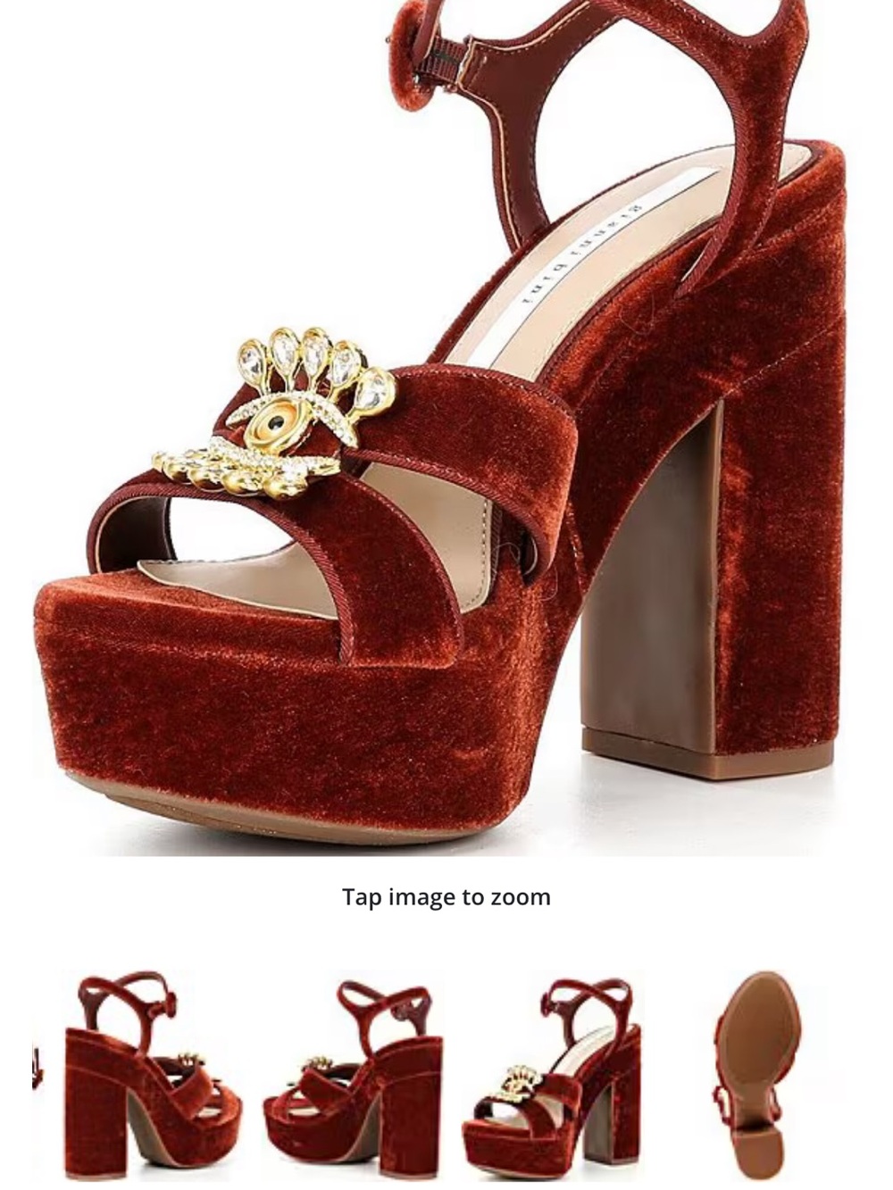 Brand new Gianni Bini Rust Velvet Platform Sandal with Gold Detail